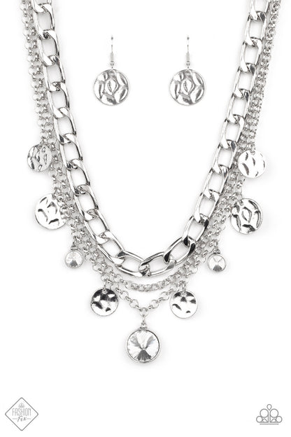 Paparazzi Industrial Noise White Short Necklace - Fashion Fix Magnificent Musings September 2022 - P2ST-WTXX-127JW