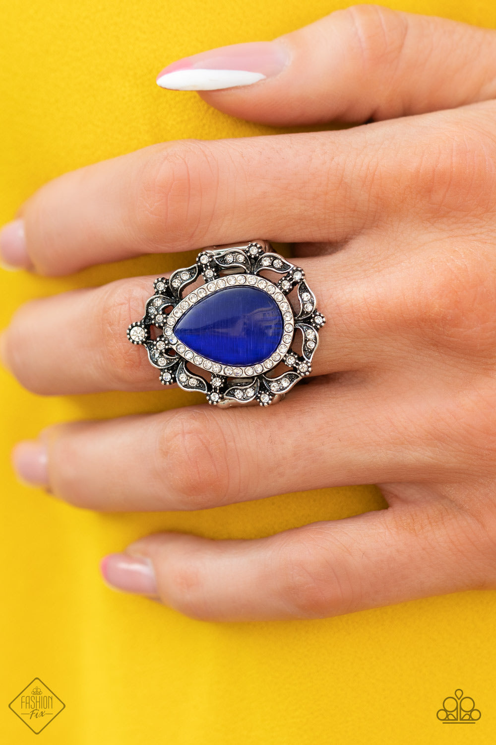 Paparazzi Iridescently Icy Blue Ring Fashion Fix Glimpses of Malibu Trend Blend - November 2020