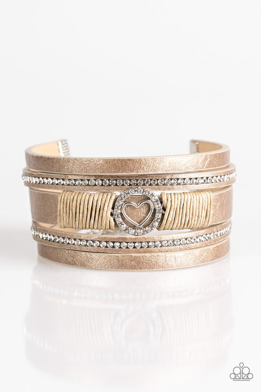 Paparazzi It Takes Heart Brown Clasp Bracelet - P9DI-URBN-054XX