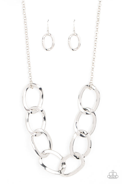 Paparazzi I've Got The Power Silver Short Necklace - P2ED-SVXX-217XX