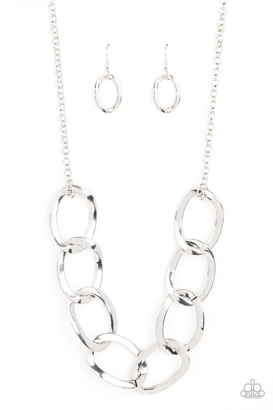 Paparazzi I've Got The Power Silver Short Necklace - P2ED-SVXX-217XX