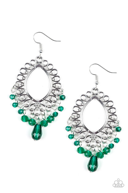 Paparazzi Just Say Noir Green Fishhook Earrings