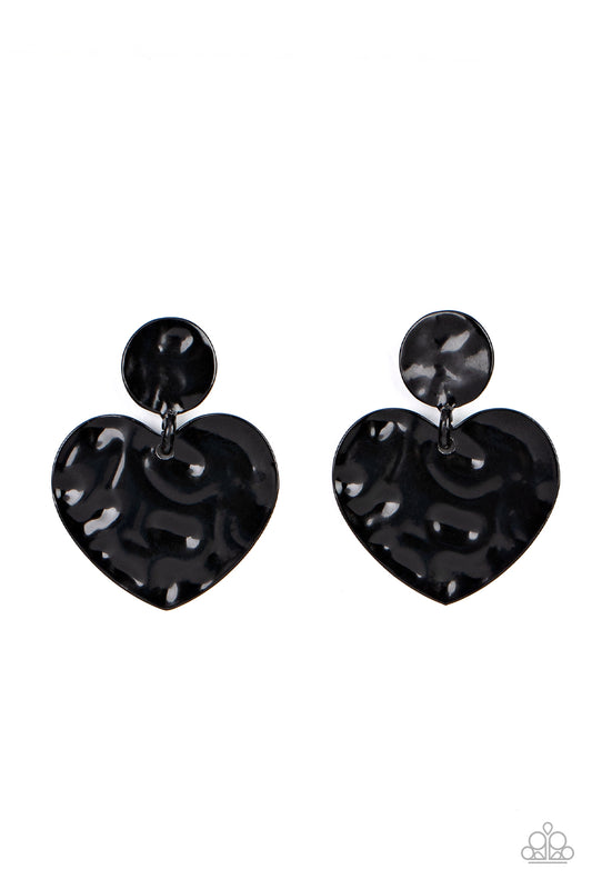Paparazzi Just A Little Crush Black Post Earrings - P5PO-BKXX-171XX