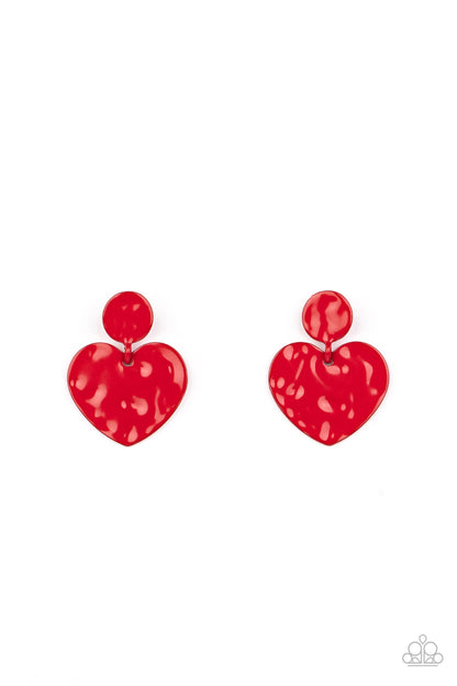 Paparazzi Just A Little Crush Red Post Earrings - P5PO-RDXX-030XX