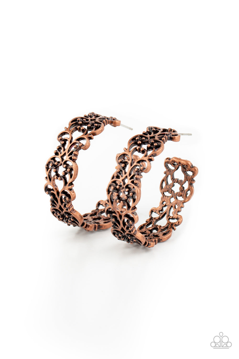 Paparazzi Laurel Wreaths Copper Post Hoop Earrings