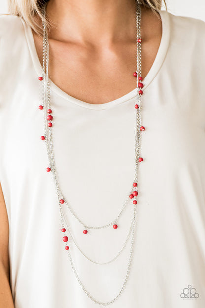 Paparazzi Laying The Groundwork Red Long Necklace - P2WH-RDXX-216XX
