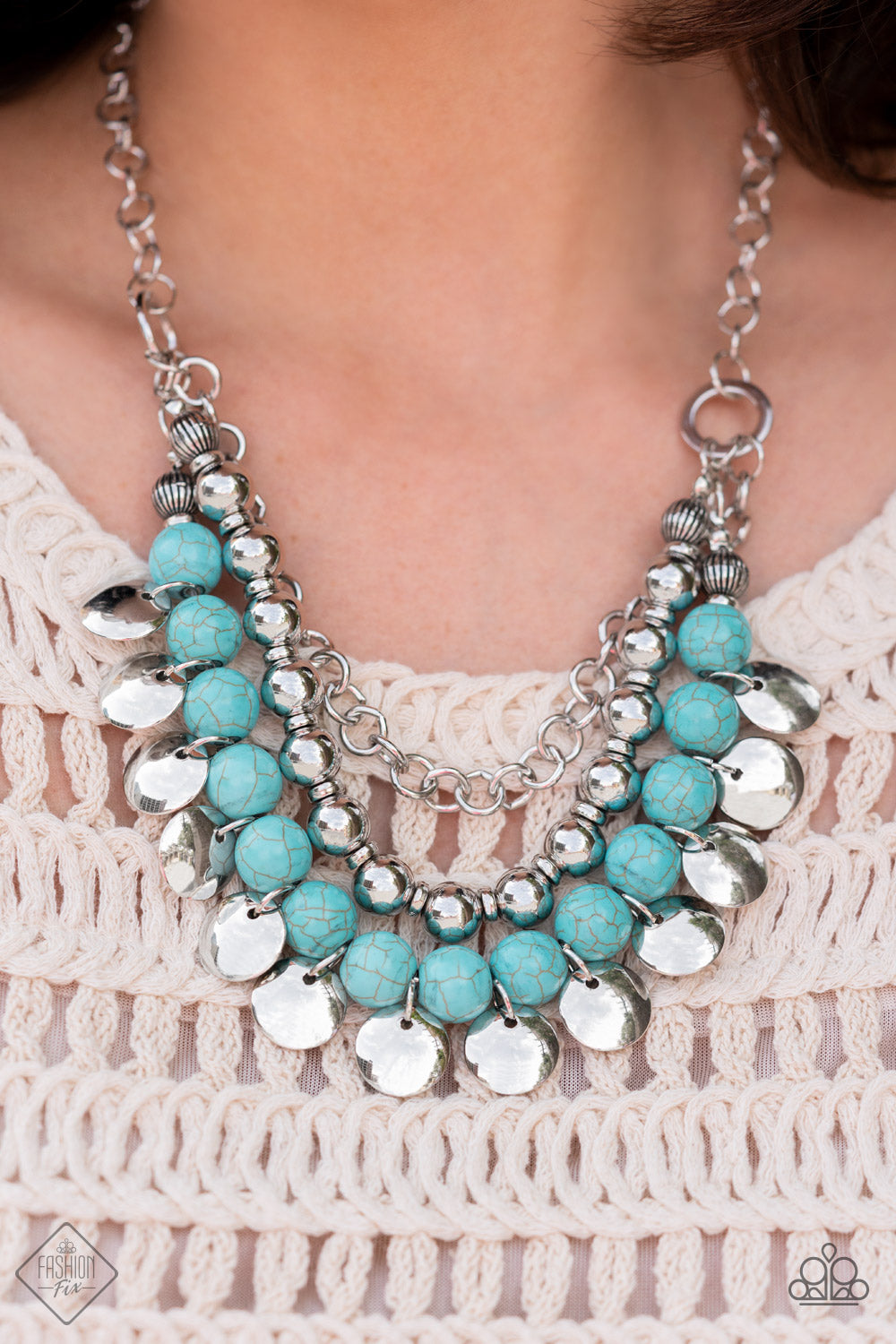 Paparazzi Leave Her Wild Blue Short Necklace - Fashion Fix Simply Santa Fe September 2022 - P2ST-BLXX-209JM