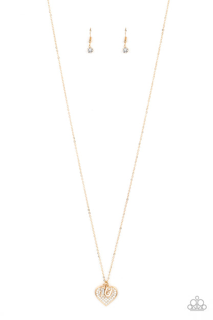 Paparazzi Letters of Love Gold Long Necklace - P2WH-GDXX-169FG