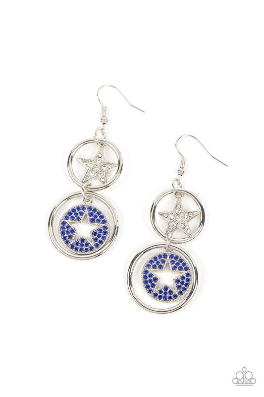 Paparazzi Liberty and SPARKLE for All Blue Fishhook Earrings - P5WH-BLXX-264XX