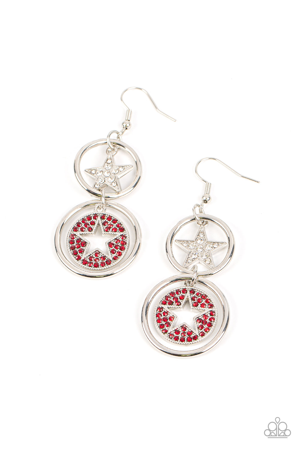 Paparazzi Liberty and SPARKLE for All Red Fishhook Earrings - P5WH-RDXX-159XX