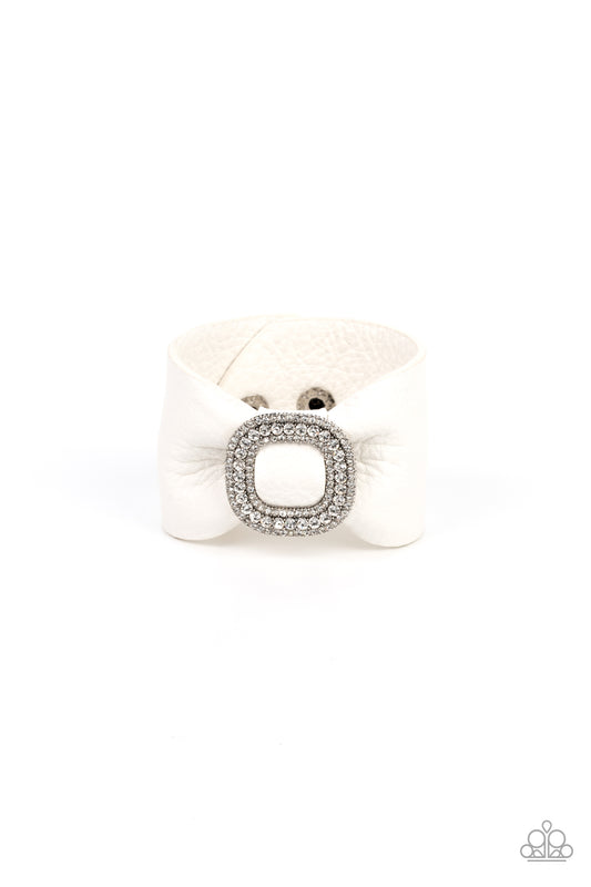 Paparazzi Lights, SELFIE, Action! White Single Wrap Snap Bracelet - P9DI-URWT-076XX