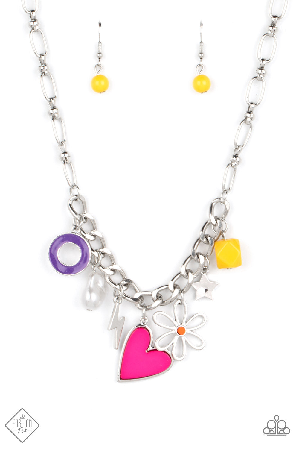 Paparazzi Living in CHARM-ony Multi Short Necklace - Fashion Fix Sunset Sightings September 2022 - P2WH-MTPK-282JJ