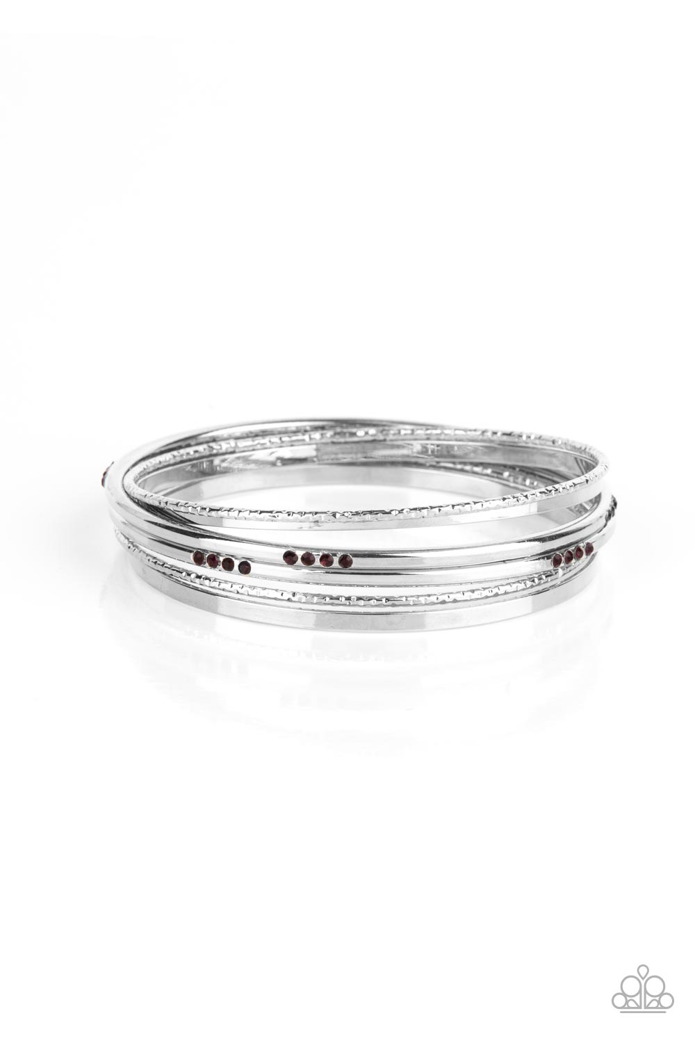 Paparazzi Lock, STACK, and Barrel Purple Bangle Bracelet - P9RE-PRXX-153XX
