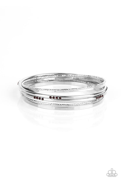 Paparazzi Lock, STACK, and Barrel Purple Bangle Bracelet - P9RE-PRXX-153XX