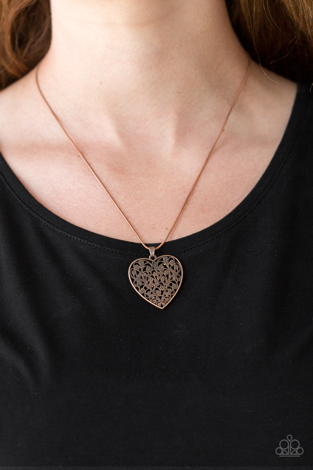 Paparazzi Look Into Your Heart Copper Short Necklace - P2WH-CPXX-136XX