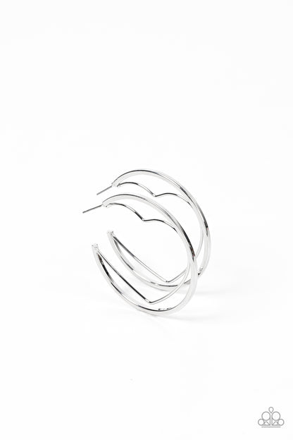 Paparazzi Love Goes Around Silver Post Hoop Earrings - P5HO-SVXX-305XX