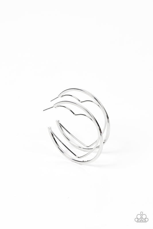 Paparazzi Love Goes Around Silver Post Hoop Earrings - P5HO-SVXX-305XX