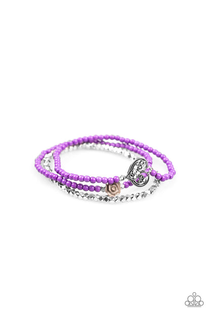 Paparazzi Lover's Loot Purple Stretch Bracelet - P9WH-PRXX-170XX