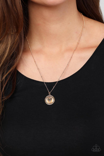 Paparazzi Lovestruck Shimmer Gold Short Necklace - P2DA-GDXX-267XX