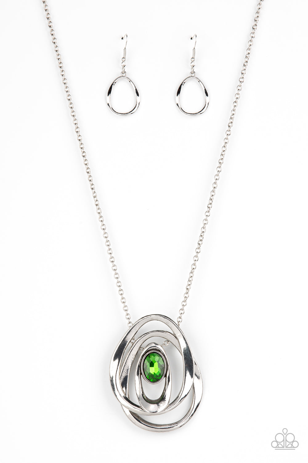 Paparazzi Luminous Labyrinth Green Long Necklace - P2IN-GRXX-044XX