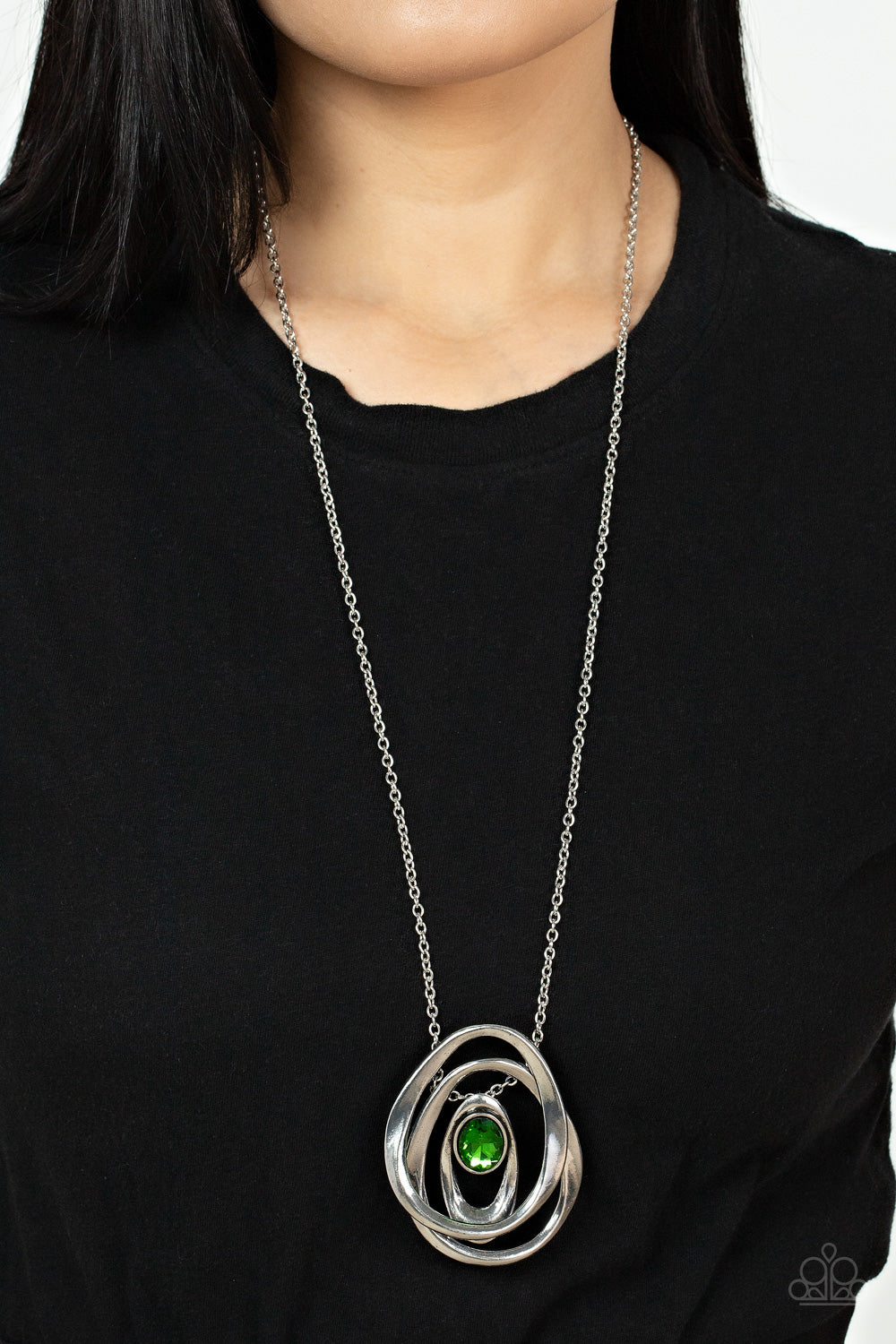 Paparazzi Luminous Labyrinth Green Long Necklace - P2IN-GRXX-044XX