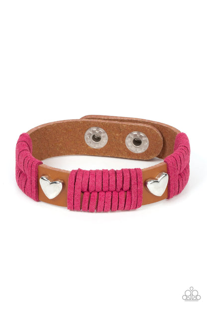 Paparazzi Lusting for Wanderlust Pink Single Wrap Snap Bracelet - P9UR-PKXX-140XX