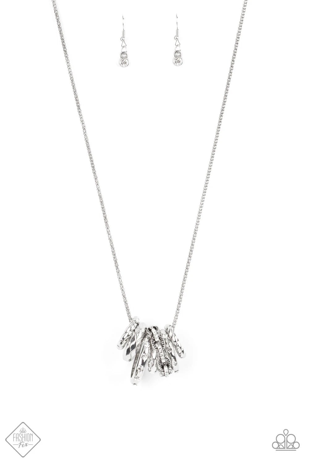 Paparazzi Audacious Attitude Silver Long Necklace - Fashion Fix Magnificent Musings July 2021