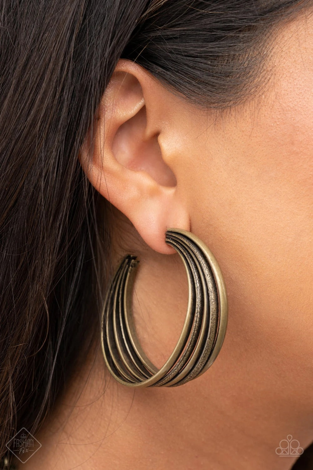 Paparazzi In Sync Brass Post Hoop Earrings - Fashion Magnificent Musings August 2021