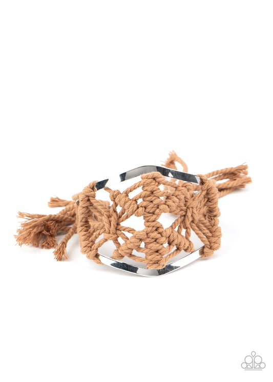 Paparazzi Macrame Mode Brown Cuff Bracelet