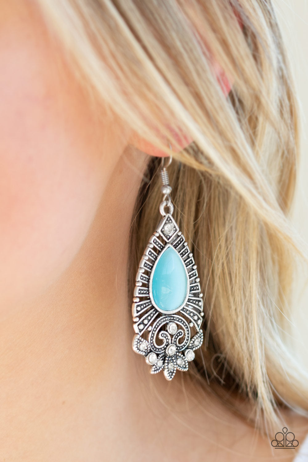 Paparazzi Majestically Malibu Blue Fishhook Earrings - P5WH-BLXX-204XX