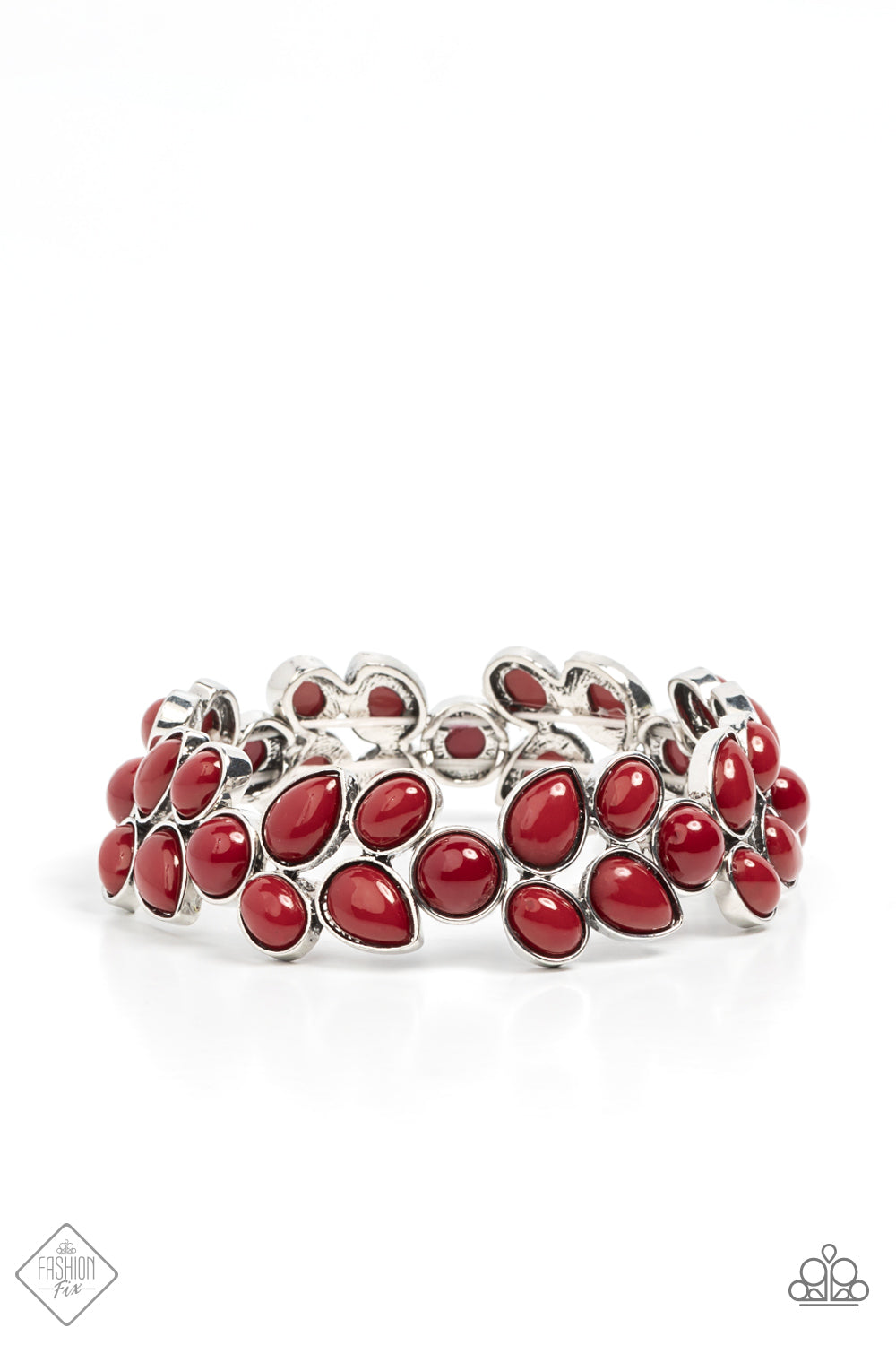 Paparazzi Marina Romance Red Stretch Bracelet - Fashion Fix Glimpses of Malibu January 2022