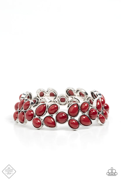 Paparazzi Marina Romance Red Stretch Bracelet - Fashion Fix Glimpses of Malibu January 2022