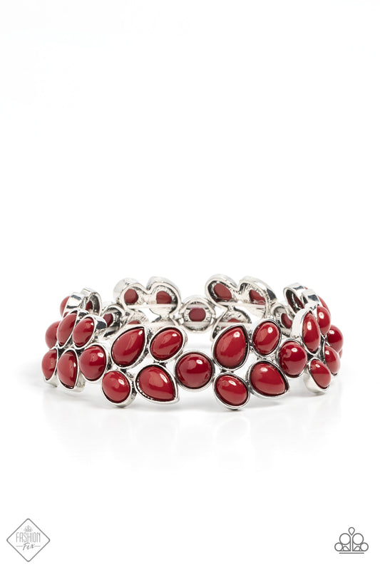 Paparazzi Marina Romance Red Stretch Bracelet - Fashion Fix Glimpses Of Malibu January 2022 - P9ST-RDXX-006CH