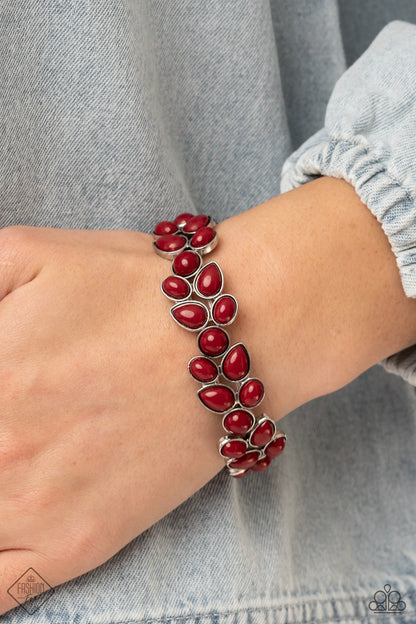Paparazzi Marina Romance Red Stretch Bracelet - Fashion Fix Glimpses of Malibu January 2022