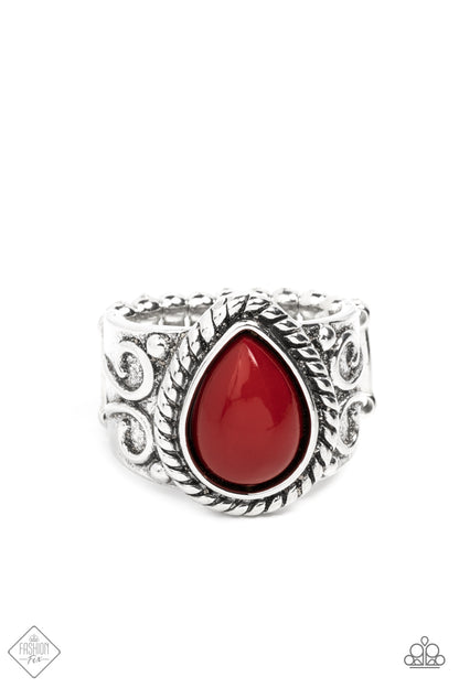 Paparazzi Maritime Mirage Red Ring - Fashion Fix Glimpses of Malibu January 2022