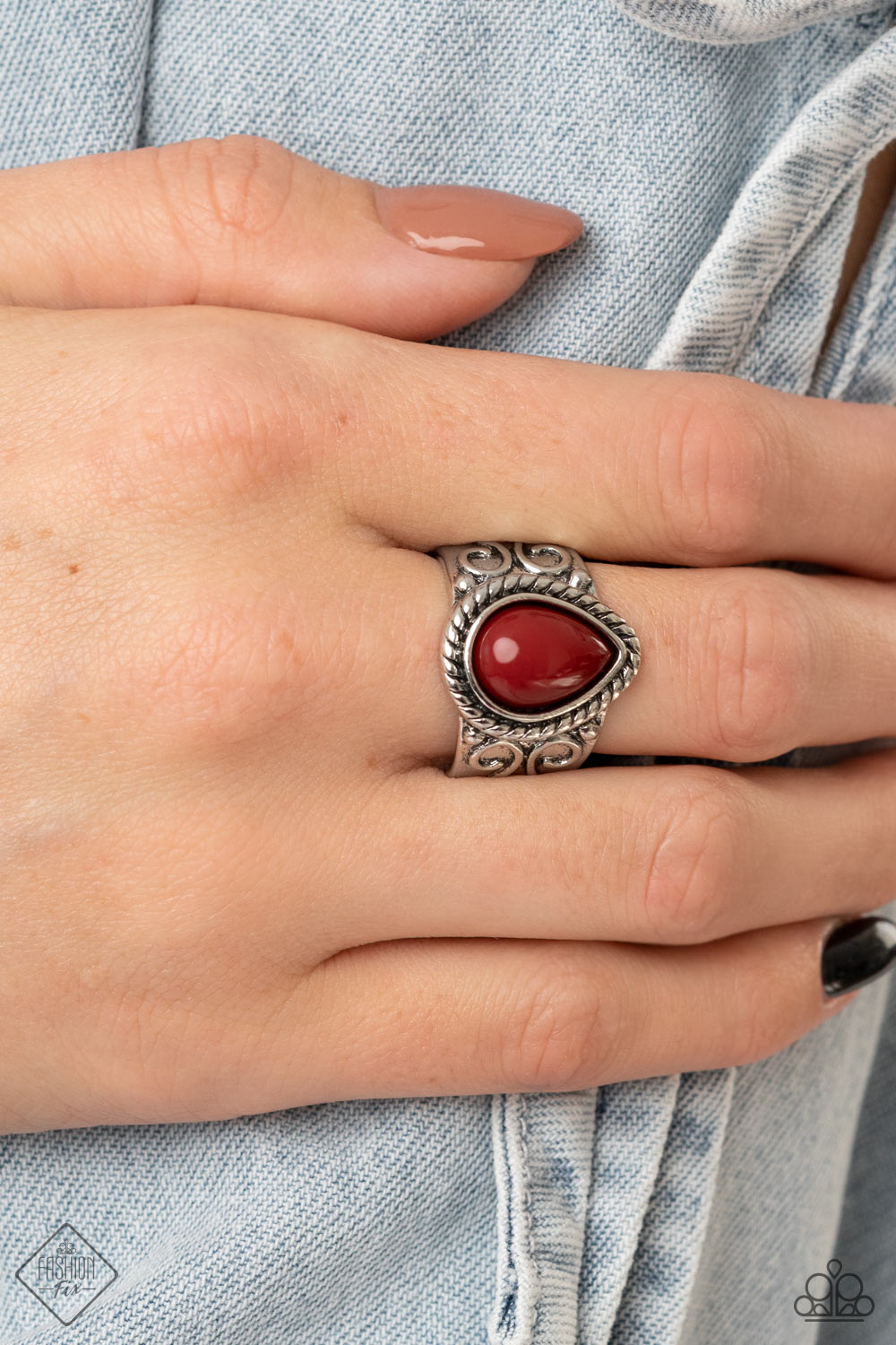 Paparazzi Maritime Mirage Red Ring - Fashion Fix Glimpses of Malibu January 2022