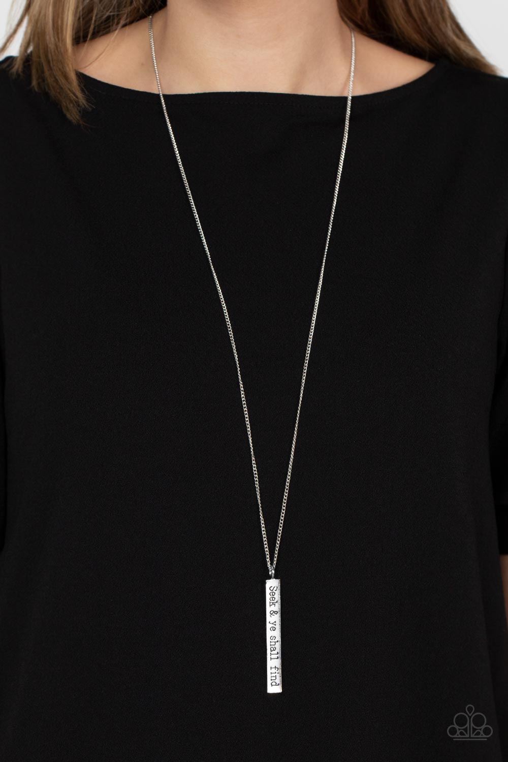 Paparazzi Matt 7:7 Silver Long Necklace - P2WH-SVXX-344XX