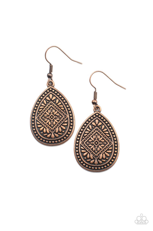 Paparazzi Mayan Mecca Copper Fishhook Earrings