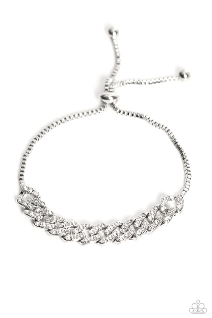 Paparazzi Mega Metro White Lariat Bracelet - P9DA-WTXX-126XX