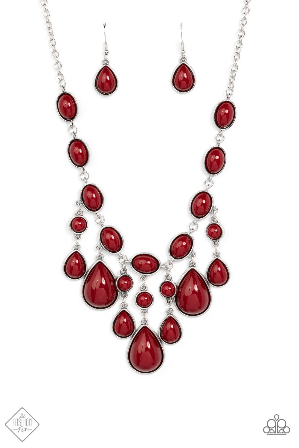 Paparazzi Mediterranean Mystery Red Short Necklace - Fashion Fix Glimpses of Malibu January 2022