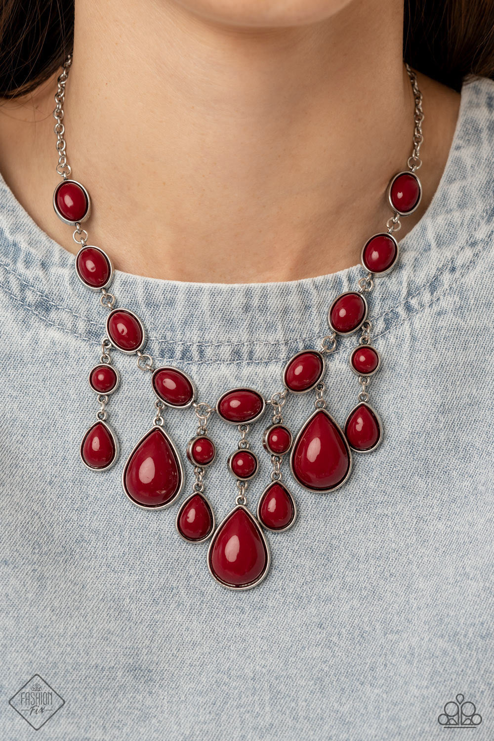Paparazzi Mediterranean Mystery Red Short Necklace - Fashion Fix Glimpses of Malibu January 2022