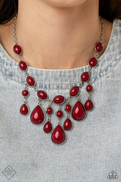Paparazzi Mediterranean Mystery Red Short Necklace - Fashion Fix Glimpses of Malibu January 2022