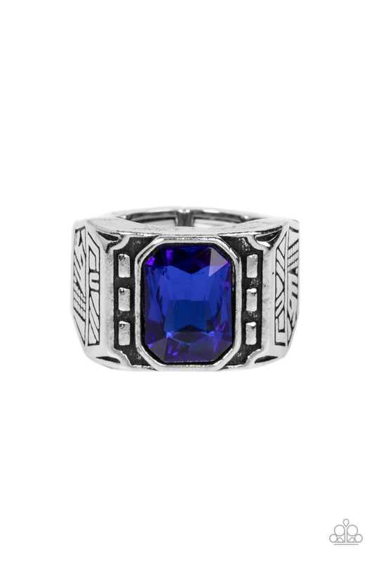 Paparazzi Metro Magnate Blue Men's Ring - P4MN-URBL-008XX