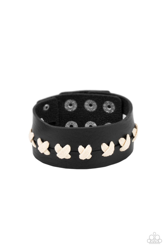Paparazzi Metro Mustang Black Men's Single Wrap Snap Bracelet - P9UR-BKXX-502XX
