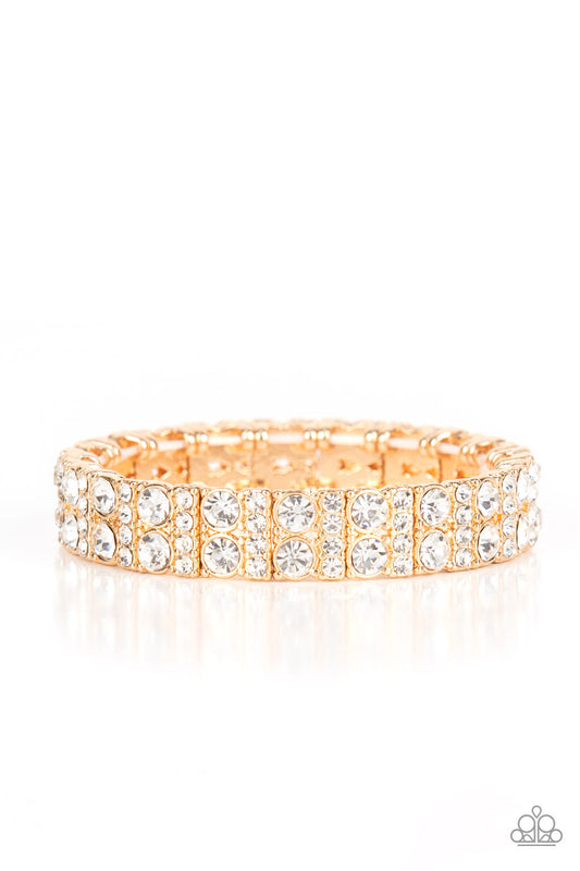 Paparazzi Mic Dropping Drama Gold Stretch Bracelet - P9RE-GDXX-333XX