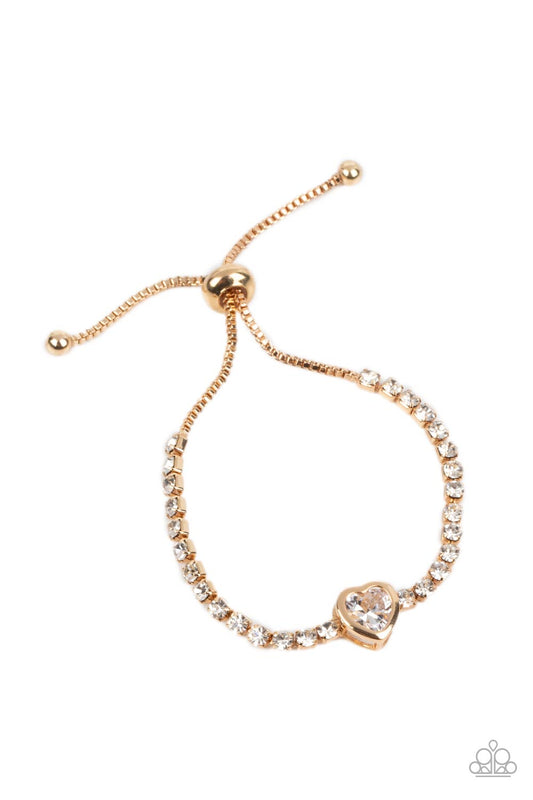 Paparazzi Mirrored Love Gold Lariat Bracelet - P9RE-GDXX-378XX