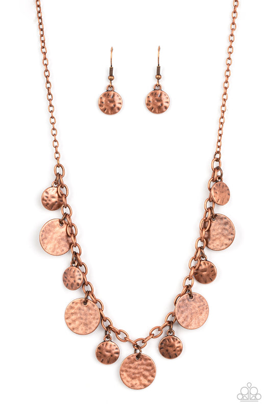 Paparazzi Model Medallions Copper Short Necklace - P2BA-CPXX-058XX