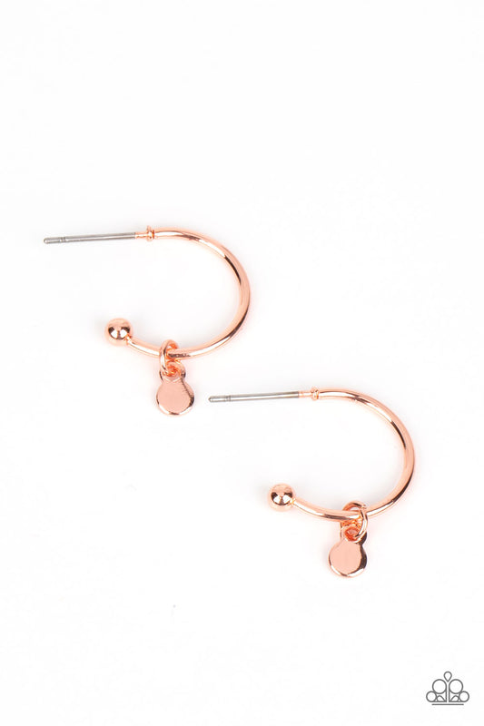 Paparazzi Modern Model Copper Mini Post Hoop Earrings - P5HO-CPSH-173XX