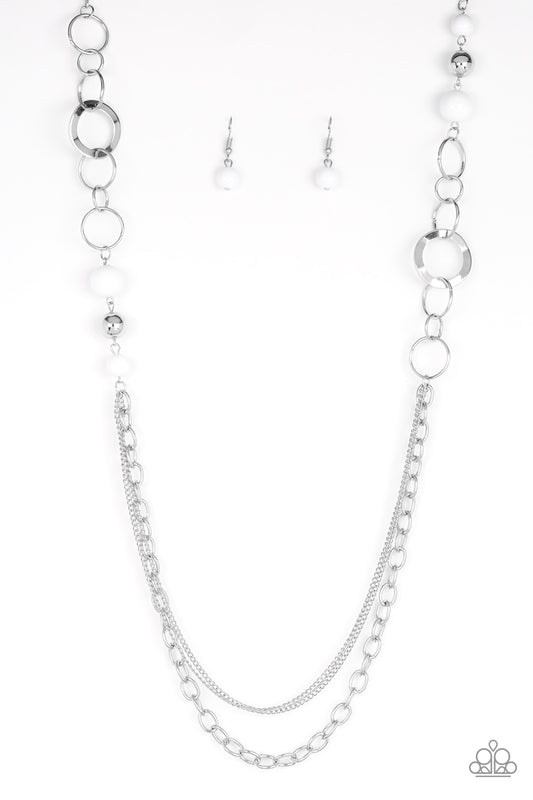 Paparazzi Modern Motley White Long Necklace - P2WH-WTXX-244XX