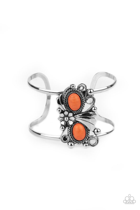 Paparazzi Mojave Flower Girl Orange Stone Cuff Bracelet